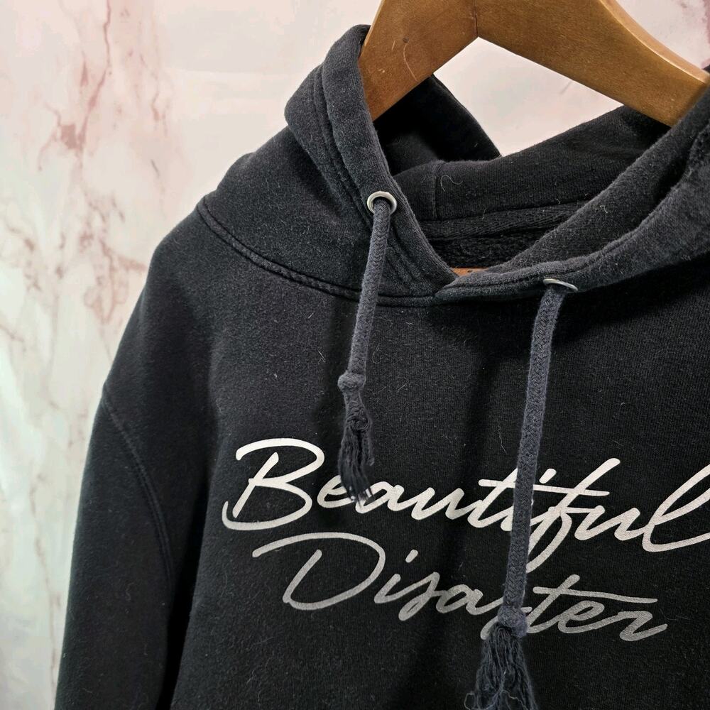 Beautiful Disaster Hoodie Women Large Black Pullover Sweatshirt Broken Imperfect - Picture 2 of 10
